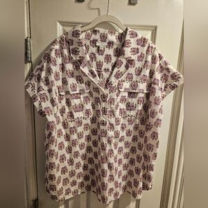 J. Jill Floral Button-Up Shirt 100% Cotton